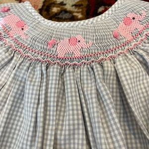 Petit bebe 12m smocked elephant dress. Like new